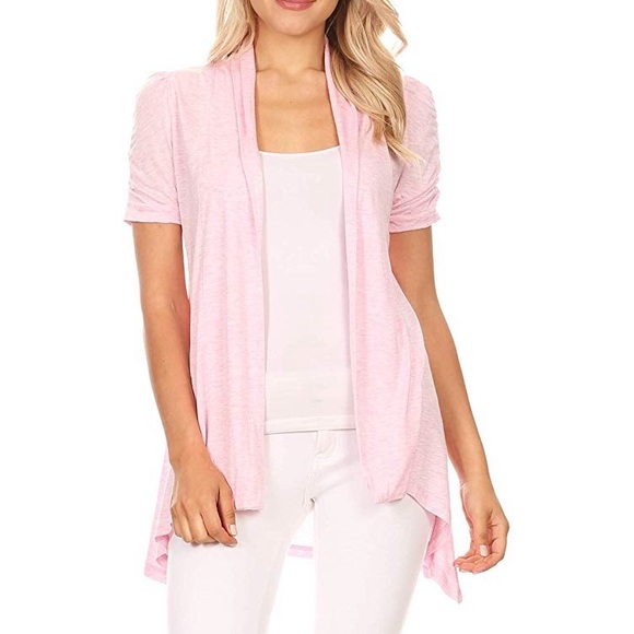 Womens Short Sleeve Loose Fitting Cardigan Sweater - Picture 6 of 7